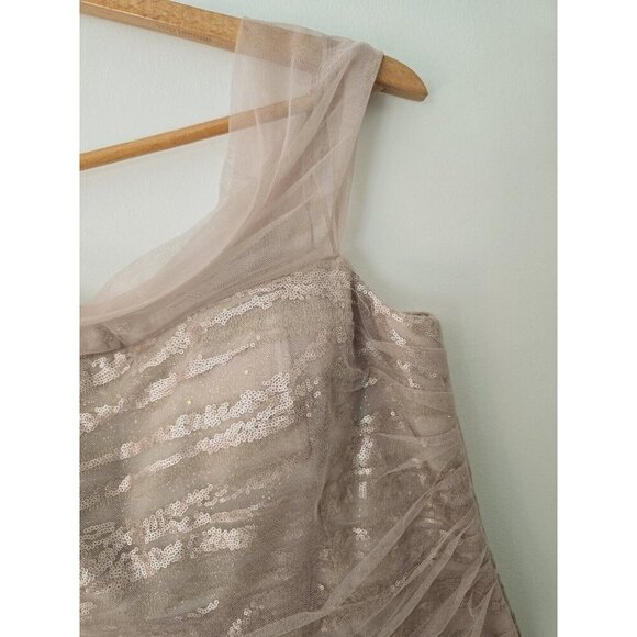 Rickie Freeman Teri Jon Campaign Sequin Off The Shoulder Gown Dress 18 ALTERED - Picture 4 of 13